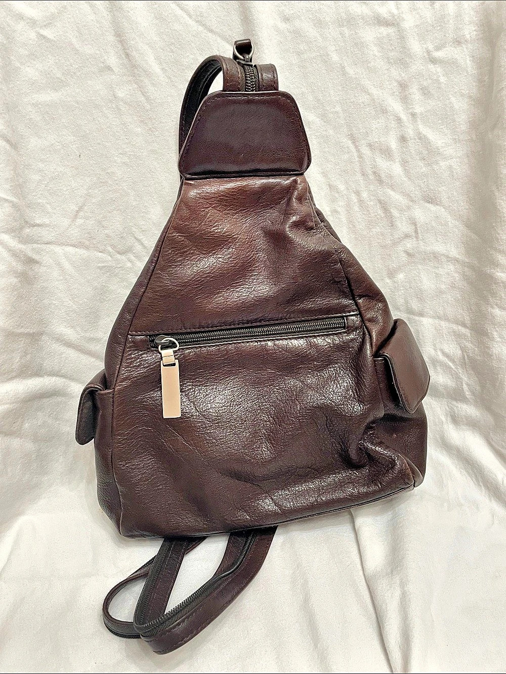 Preston & York Women's Leather Backpack Purse in Chocolate